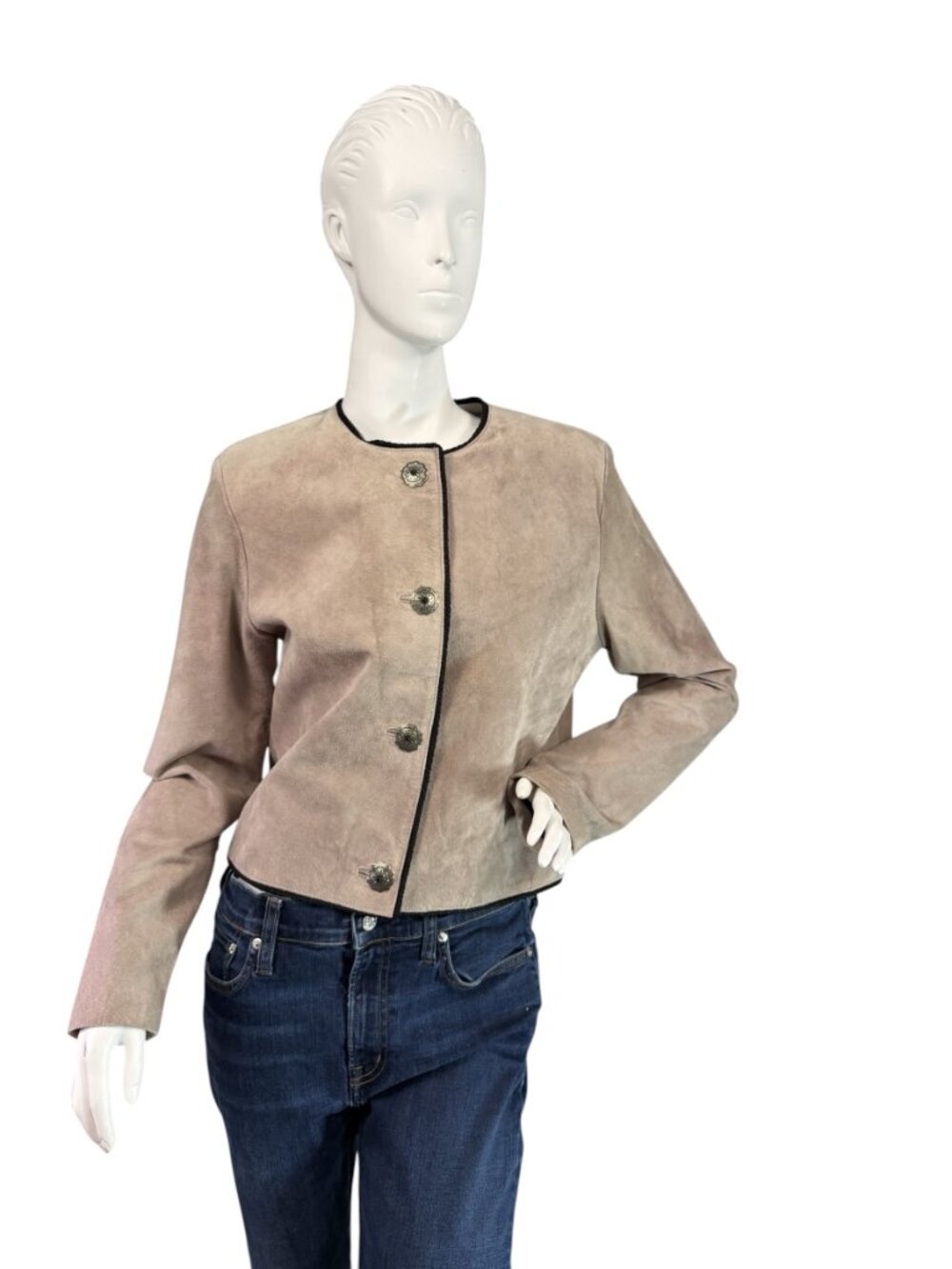 Vintage Arella Southwestern Tan Leather Suede Jacket w/ Concho Buttons Size M